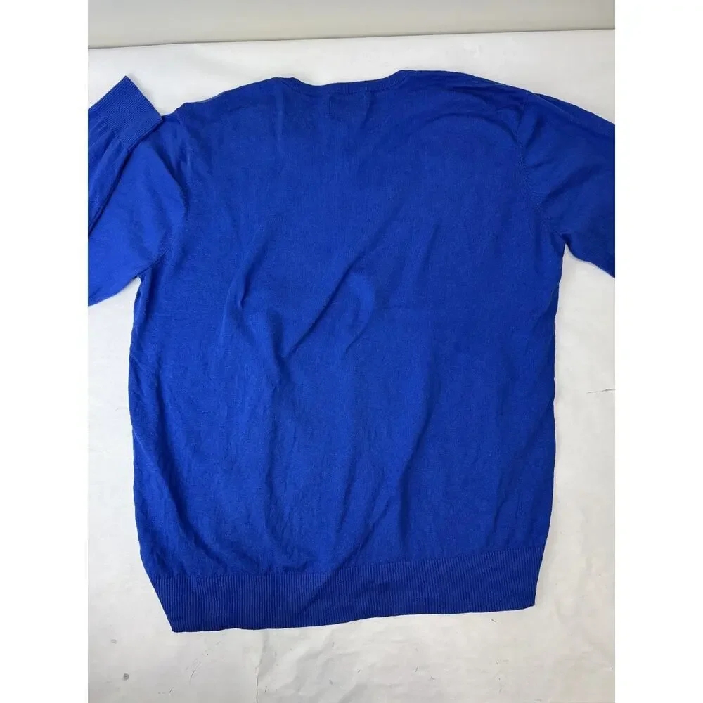 American Eagle Sweater Mens XXL Royal Blue Lightweight Logo V-Neck Pullover